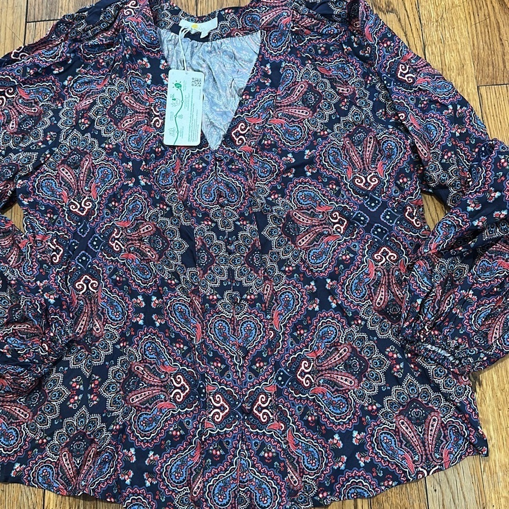 NWT Boden Placement border print botanic paisley floral button down blouse - Picture 5 of 8